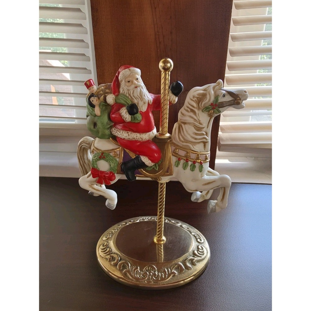 Vintage Santa Riding Carousel Horse Figurine Holidays Home Interiors Homco #5117